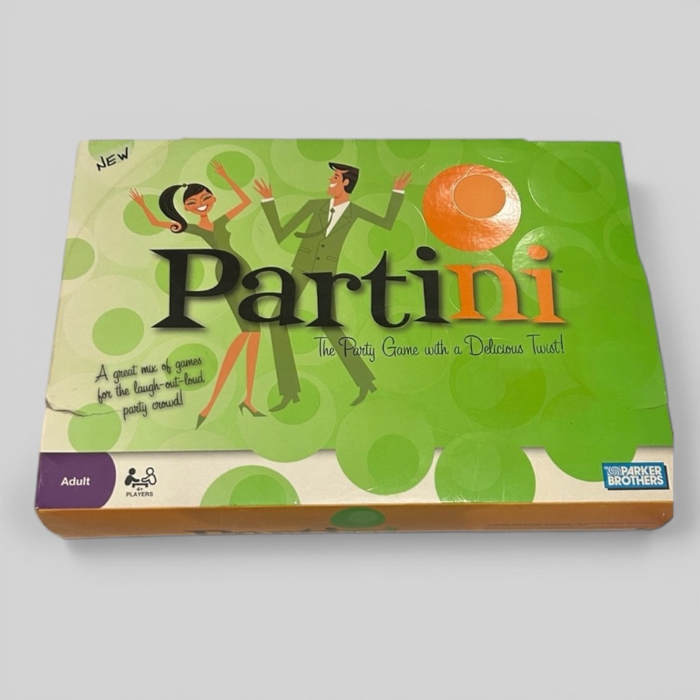 Partini boxed set, party game, Parker brothers, coaster, drinking games adult